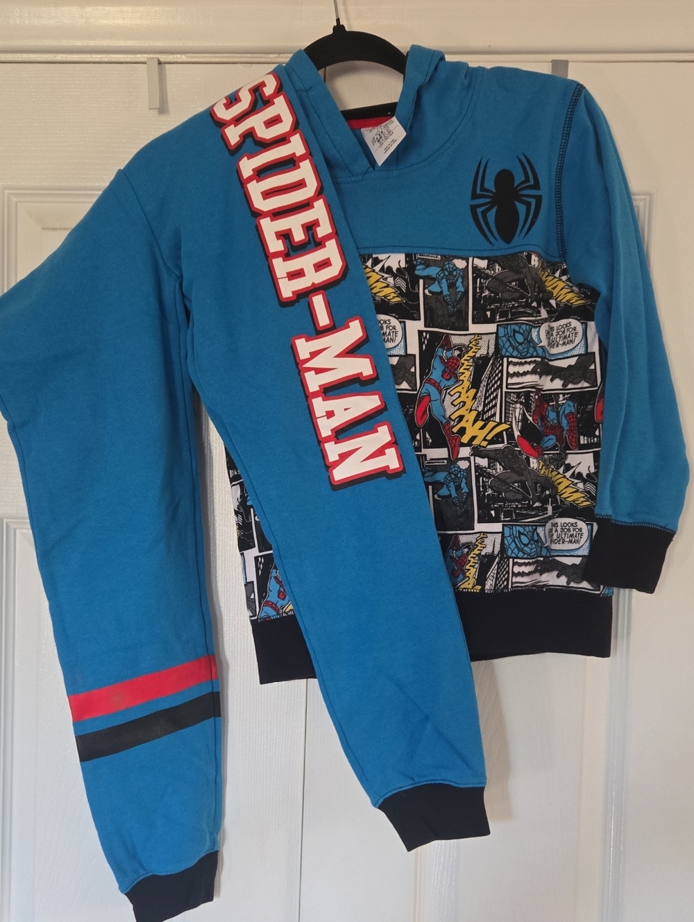 SPIDERMAN Blue Comic Panel Hoodie and Pants Sweatsuit - Youth